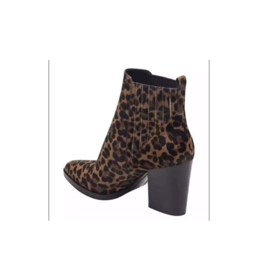 Marc Fisher Ava cowl hair ankle boots leopard animal print sz 9